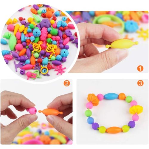  [아마존 핫딜] Tomons 530 Pcs Pop Beads, Arts and Crafts for Girls Age 3, 4, 5, 6, 7 Year Old Girls Toys Gifts