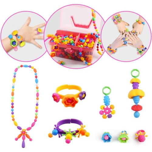  [아마존 핫딜] Tomons 530 Pcs Pop Beads, Arts and Crafts for Girls Age 3, 4, 5, 6, 7 Year Old Girls Toys Gifts