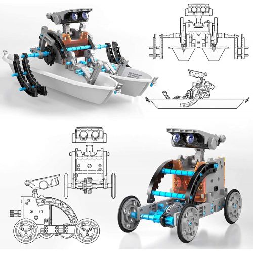  Tomons STEM Projects 12-in-1 Solar Robot Toys, Education Science Experiment Kits for Kids Ages 8-12, 190 Pieces Building Set for Boys Girls