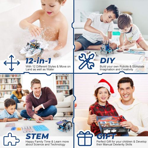  Tomons STEM Projects 12-in-1 Solar Robot Toys, Education Science Experiment Kits for Kids Ages 8-12, 190 Pieces Building Set for Boys Girls