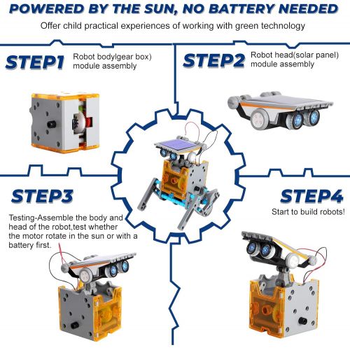  Tomons STEM Projects 12-in-1 Solar Robot Toys, Education Science Experiment Kits for Kids Ages 8-12, 190 Pieces Building Set for Boys Girls