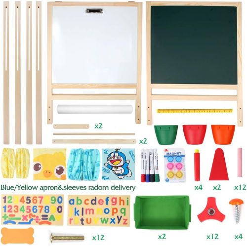  [아마존베스트]Tomons Kids Wooden Art Easels for Kids, 3-in-1 Chalkboard/Whiteboard/Paper Roll Easel for Boys and Grils Age 3+