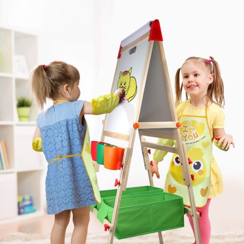  [아마존베스트]Tomons Kids Wooden Art Easels for Kids, 3-in-1 Chalkboard/Whiteboard/Paper Roll Easel for Boys and Grils Age 3+