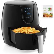 Tomons Hot Air Fryer, 3.5 L XL Fryer, Hot Air Fryer, Air Fryer LED Touch Panel with Temperature Control and Timer, Hot Air Circulation 6 Presets Without Oil, with Recipe Booklet (E