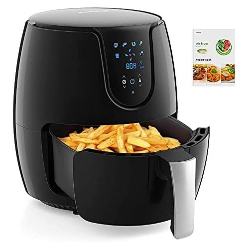  Tomons Hot Air Fryer, 3.5 L XL Fryer, Hot Air Fryer, Air Fryer LED Touch Panel with Temperature Control and Timer, Hot Air Circulation 6 Presets Without Oil, with Recipe Booklet (E