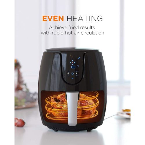  Tomons Hot Air Fryer, 3.5 L XL Fryer, Hot Air Fryer, Air Fryer LED Touch Panel with Temperature Control and Timer, Hot Air Circulation 6 Presets Without Oil, with Recipe Booklet (E
