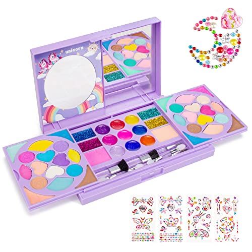  Tomons Kids Makeup Kit for Girl Princess Real Washable Cosmetic Toy Beauty Set with Mirror - Non Toxic, Birthday Toys Gift for 3 4 5 6 7 8 9 10 Years Old Girls