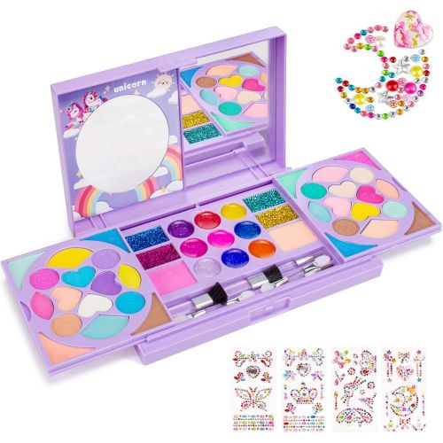  Tomons Kids Makeup Kit for Girl Princess Real Washable Cosmetic Toy Beauty Set with Mirror - Non Toxic, Birthday Toys Gift for 3 4 5 6 7 8 9 10 Years Old Girls