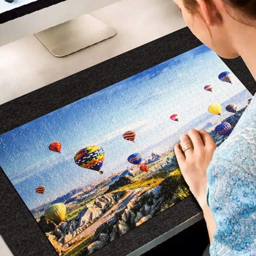  [아마존베스트]Rollable Jigsaw Puzzle Mat with Storage Bag, Store Puzzle for Next Play, Jigsaw Puzzle Roll Mat Board Up to 1500 Pieces Felt Mat Inflatable Tube, Inflator and Fasteners Strap(46.5