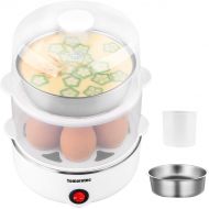 2-tier Egg Cooker Large 14 Eggs Capacity, Tomorotec Electric Rapid Egg Maker, Auto Off for Hard Boiled Eggs, Poached Eggs, Steamed Vegetables, Seafood, Dumplings