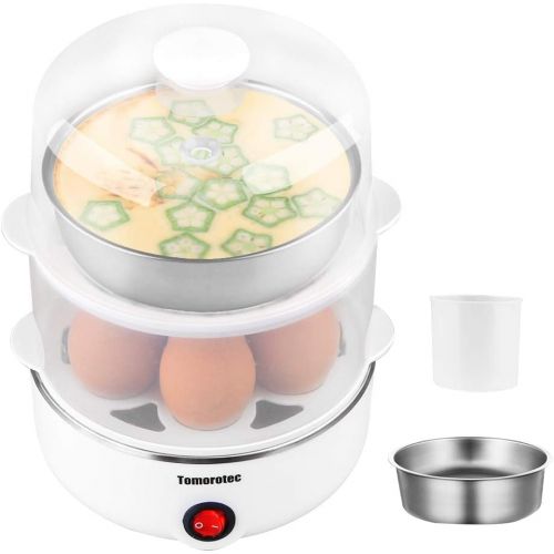  2-tier Egg Cooker Large 14 Eggs Capacity, Tomorotec Electric Rapid Egg Maker, Auto Off for Hard Boiled Eggs, Poached Eggs, Steamed Vegetables, Seafood, Dumplings