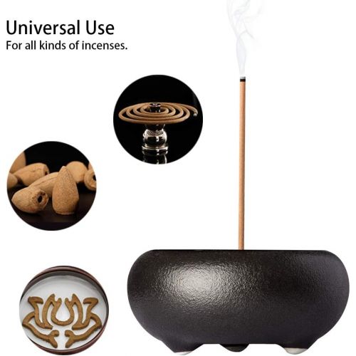  인센스스틱 Tomorotec Dual Use Stick Incense Burner and Cone Incense Holder, Attom Tech Home Ceramic Incense Holder, Incense Ash Catcher (Black, Incense Sold Separately)