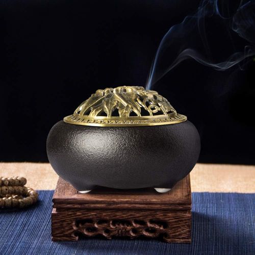  인센스스틱 Tomorotec Dual Use Stick Incense Burner and Cone Incense Holder, Attom Tech Home Ceramic Incense Holder, Incense Ash Catcher (Black, Incense Sold Separately)