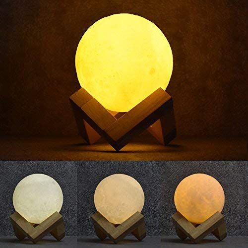  Tomorrow Sun Shine 3D Moonlight Lamp, Night Light 3D Printing Moon Lamp Lunar USB Lights Night Light, Touch Control Brightness 3 Color Mood Light for Bedroom Cafe Bar Dining Room,18cm