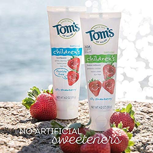  Toms of Maine Anticavity Fluoride Childrens Toothpaste, Silly Strawberry, 4.2 Ounce, 3 Count - 3-Pack