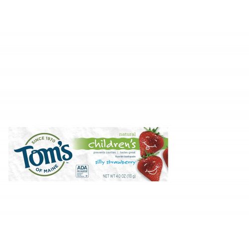  Toms of Maine Natural Anticavity Toothpaste, for Children, Silly Strawberry, 4-Ounce Tubes (Pack of 6)