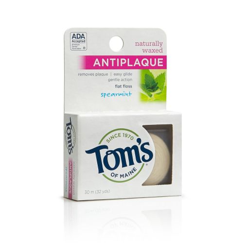  Toms of Maine 683030 Natural Waxed Antiplaque Flat Floss, Spearmint, 32 yd, 24 Count