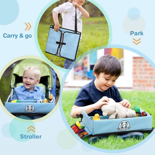  [아마존베스트]Tomser Upgraded Kids Travel Tray with Dry Erase Top Car Seat Travel Tray with 16 Organizer Pockets for Car...