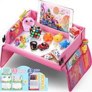 [아마존베스트]Tomser Upgraded Kids Travel Tray with Dry Erase Top Car Seat Travel Tray Bonus Educational Drawing Car Seat...