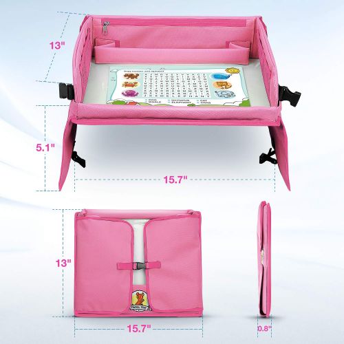  [아마존베스트]Tomser Upgraded Kids Travel Tray with Dry Erase Top Car Seat Travel Tray Bonus Educational Drawing Car Seat...