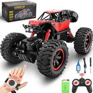Tomser RC Car Remote Control Truck for Boy 2.4GHZ 1:14 Watch Gesture Sensor Car 4WD Off Road Monster Truck for Kids Hobby RC with Rechargeable Battery All Terrains Crawler Racing Car Toy