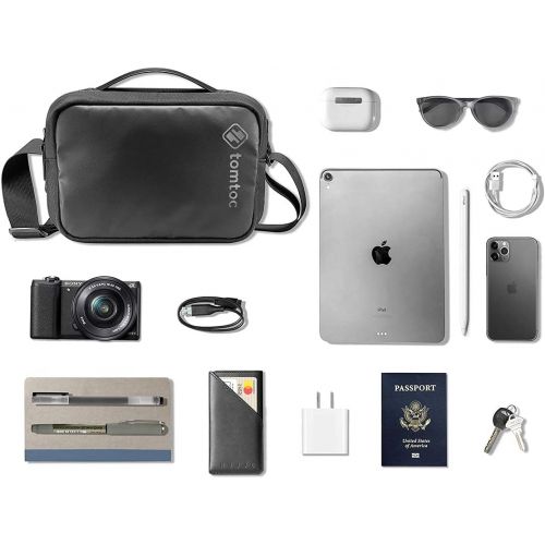  [아마존베스트]tomtoc Mens Shoulder Bag with Smart Organization for Electronic Accessories, Messenger Bag Fit 7.9 iPad Mini, Waterproof Crossbody Bag Travel Storage for Switch/iPhone/Cable/Power
