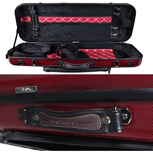  Tonareli Music Supply Tonareli Viola Oblong Fiberglass Case - Special Edition Red Graphite VAFO 1007 - Includes attachable music bag - Adjustable to over 18 inches