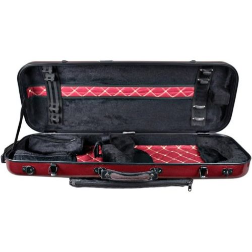  Tonareli Music Supply Tonareli Viola Oblong Fiberglass Case - Special Edition Red Graphite VAFO 1007 - Includes attachable music bag - Adjustable to over 18 inches