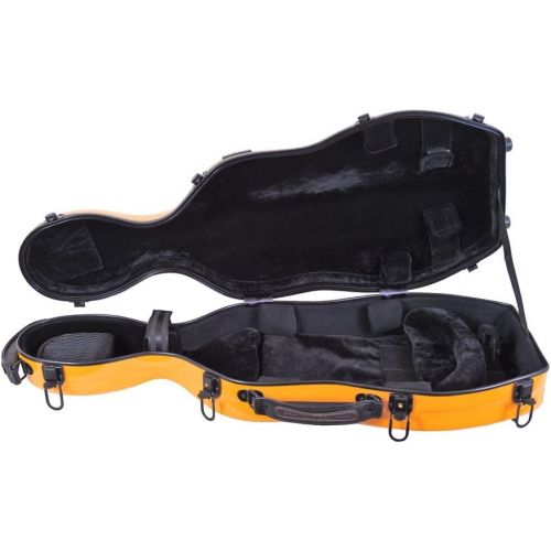  Tonareli Music Supply Tonareli Cello-shaped Fiberglass Viola Case w/ Wheels - Orange VAF1012