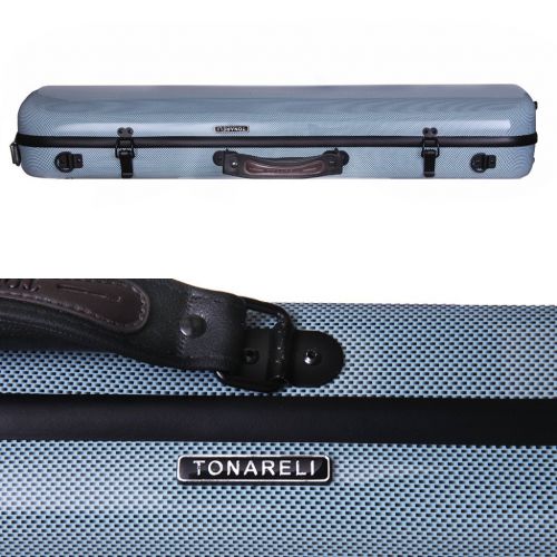  Tonareli Music Supply Tonareli Violin Oblong Fiberglass Case- Blue Graphite VNFO 1011