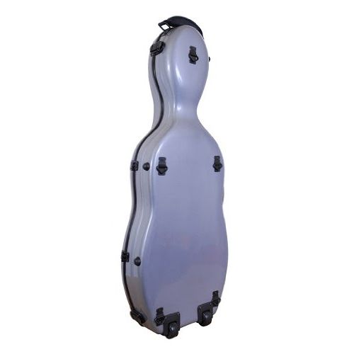  Tonareli Music Supply Tonareli Cello-shaped Fiberglass Viola Case w/ Wheels - Silver VAF1009