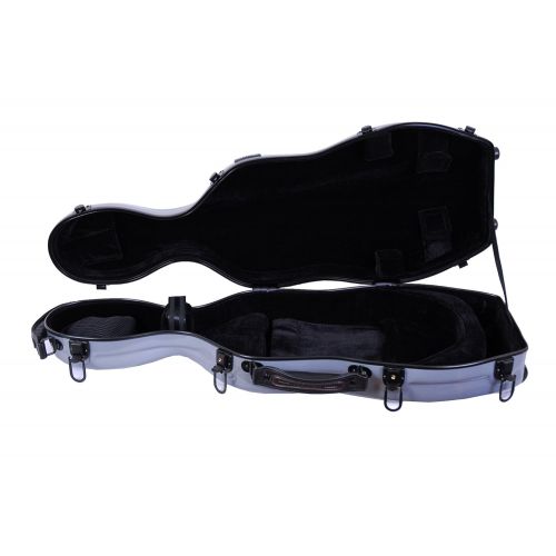  Tonareli Music Supply Tonareli Cello-shaped Fiberglass Viola Case w/ Wheels - Silver VAF1009