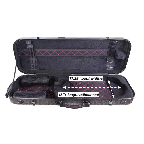  Tonareli Music Supply Tonareli Viola Oblong Fiberglass Case - Special Edition Checkered VAFO 1003 - Includes attachable music bag - Adjustable to over 18 inches