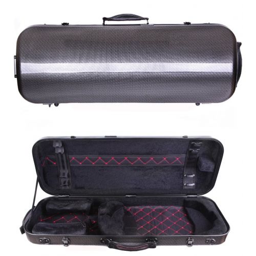  Tonareli Music Supply Tonareli Viola Oblong Fiberglass Case - Special Edition Checkered VAFO 1003 - Includes attachable music bag - Adjustable to over 18 inches