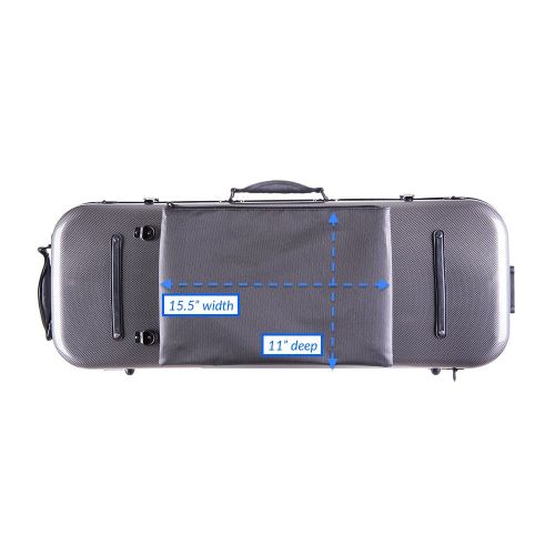  Tonareli Music Supply Tonareli Viola Oblong Fiberglass Case - Special Edition Graphite VAFO 1001 - Includes attachable music bag - Adjustable to over 18 inches