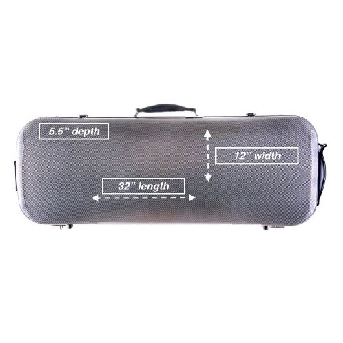  Tonareli Music Supply Tonareli Viola Oblong Fiberglass Case - Special Edition Graphite VAFO 1001 - Includes attachable music bag - Adjustable to over 18 inches