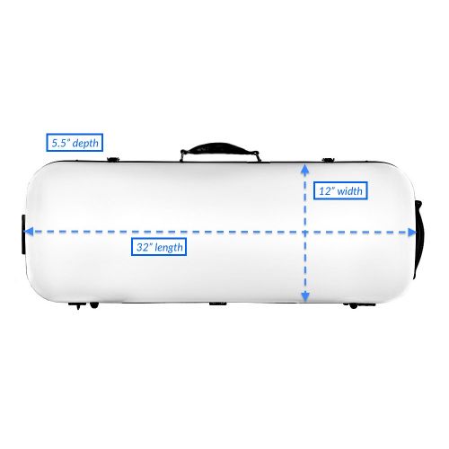  Tonareli Music Supply Tonareli Viola Oblong Fiberglass Case - White VAFO 1000 - Includes attachable music bag - Adjustable to over 18 inches