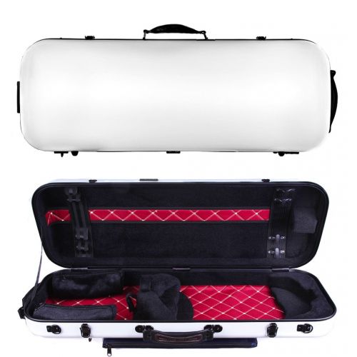  Tonareli Music Supply Tonareli Viola Oblong Fiberglass Case - White VAFO 1000 - Includes attachable music bag - Adjustable to over 18 inches