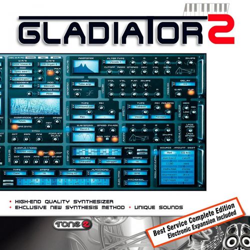  Tone2},description:The award winning Gladiator gives you a groundbreaking approach to sound generation. Its exclusive HCM synthesis technique, covers new and unique aural territor