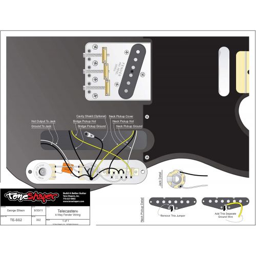  ToneShaper Guitar Wiring Kit, For Fender Telecaster, SS2 (4-Way Fender Wiring)