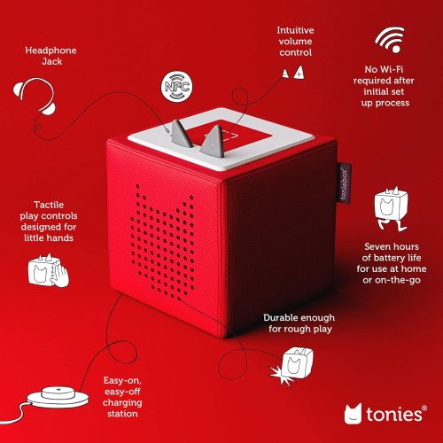  Tonies Toniebox Audio Player Paw Patrol Bundle Imagination Building, Screen Free Digital Listening Experience for Stories & Music Red