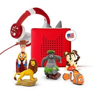 Tonies Toniebox Audio Player Starter Set with Woody, Simba, Nemo, Baloo, Playtime Puppy, and Foldable Headphones Red [Discontinued]