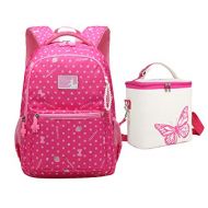 Tonlen Girls Heavy Duty Backpack Kids School Book Bag and Lunch Bag (1967_rose)