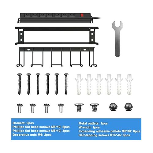  Heavy Duty Tool Organizer with charging station, 3 Layers Garage Pegboard Tool Rack, Power Tool Organizer Wall Mounted with 7 -Hole outlets Surge Protector, 4 Power Drill