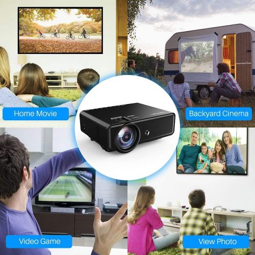  [아마존 핫딜] Projector, Tontion 2400 Lux Video Projector supporting 1080P -50,000 Hour LED Full HD Mini Projector, Compatible with Amazon Fire TV Stick, HDMI, VGA, USB, AV, SD for Home Theater