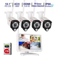 1080P Wireless Security Camera System, Tonton 4CH Full HD 1080P Network WIFI NVR with 2TB Hard Drive and 4PCS 2.0MP 1080P Outdoor Indoor Waterproof Bullet Cameras with PIR Sensor a