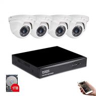 Tonton 8CH Full HD 1080P Expandable Security Camera System, 5-in-1 Surveillance DVR with 1TB Hard Drive and (4) 2.0MP Waterproof Outdoor Indoor Dome Camera, Free APP Remote Viewing