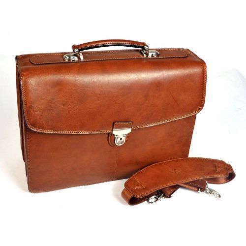  Mens Leather 17 Laptop Business Briefcase Bag for Professionals Triple Compartment Multi Organizational Pockets made with Real Italian Cowhide Leather by Tony Perotti