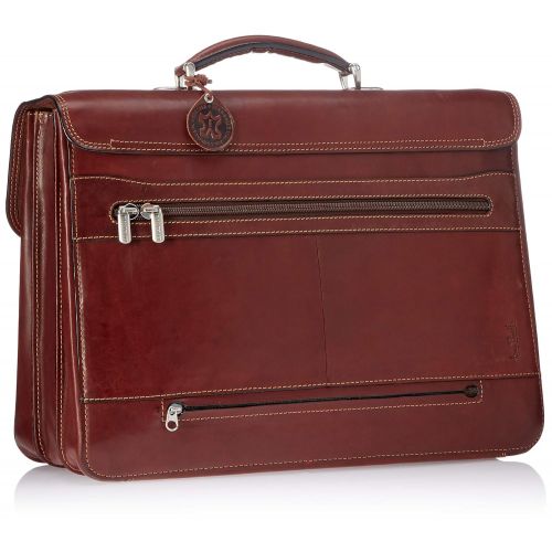  Mens Leather 17 Laptop Business Briefcase Bag for Professionals Triple Compartment Multi Organizational Pockets made with Real Italian Cowhide Leather by Tony Perotti