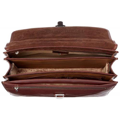  Mens Leather 17 Laptop Business Briefcase Bag for Professionals Triple Compartment Multi Organizational Pockets made with Real Italian Cowhide Leather by Tony Perotti